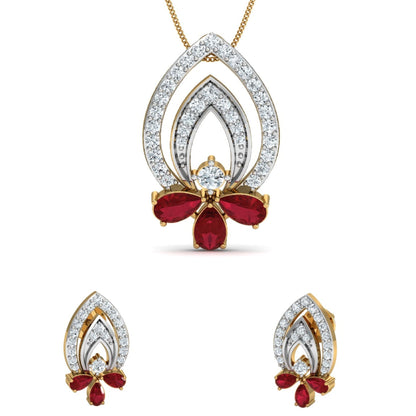 Crimson Elegance Pendant & Earring Set