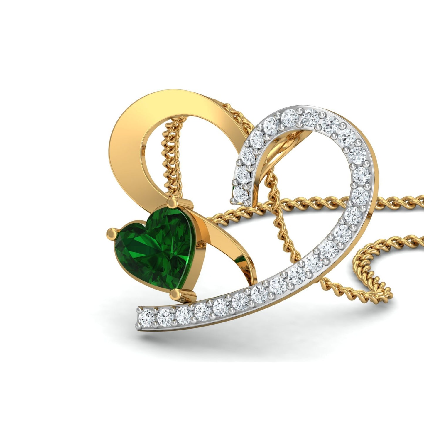 Emerald Heart Pendant & Earring Set