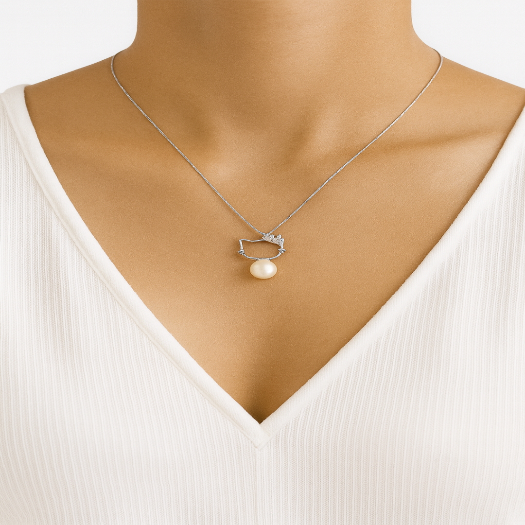 925 Sterling Silver Pearl Pendant Necklace for Women