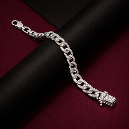 Silver Glacier Cuban Men’s Bracelet in 925 Sterling Silver Cuban Link