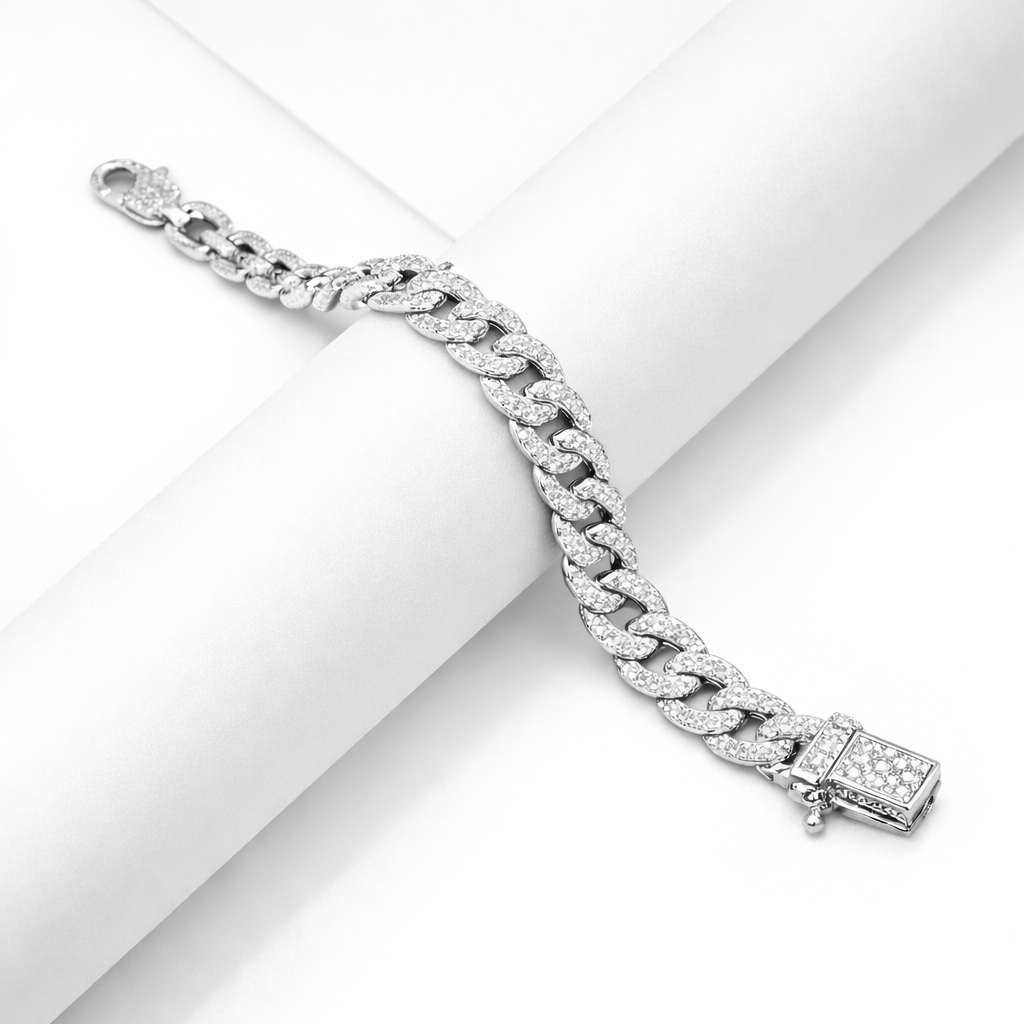 Silver Glacier Cuban Men’s Bracelet in 925 Sterling Silver Cuban Link