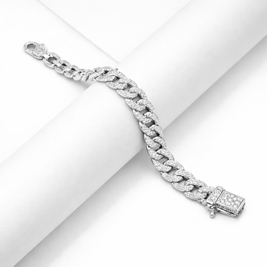 Silver Glacier Cuban Men’s Bracelet in 925 Sterling Silver Cuban Link