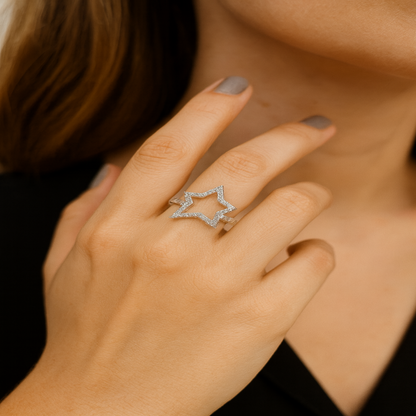 Silver Star Outline Ring- Eloura Sterling