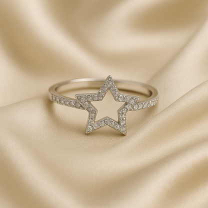 Silver Star Outline Ring- Eloura Sterling