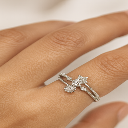 Silver Star Charm Ring- Eloura Sterling