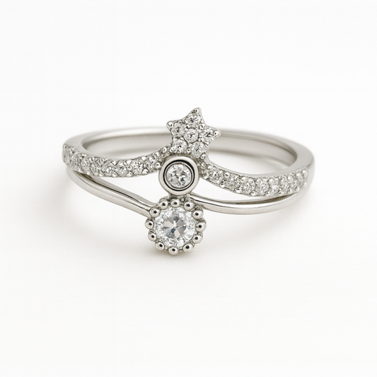 Silver Star Charm Ring- Eloura Sterling