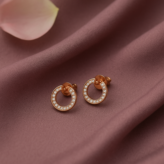 925 sterling silver open circle stud earrings with CZ stones