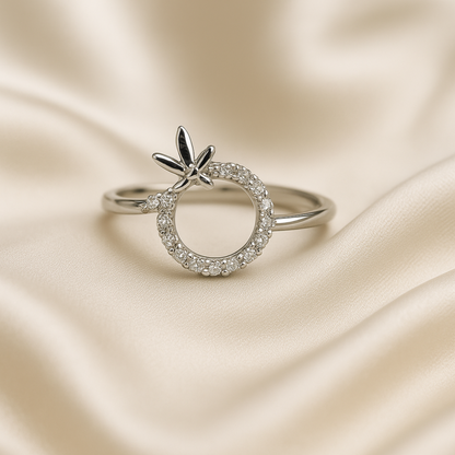 Silver Dragonfly Halo Ring - Eloura Sterling