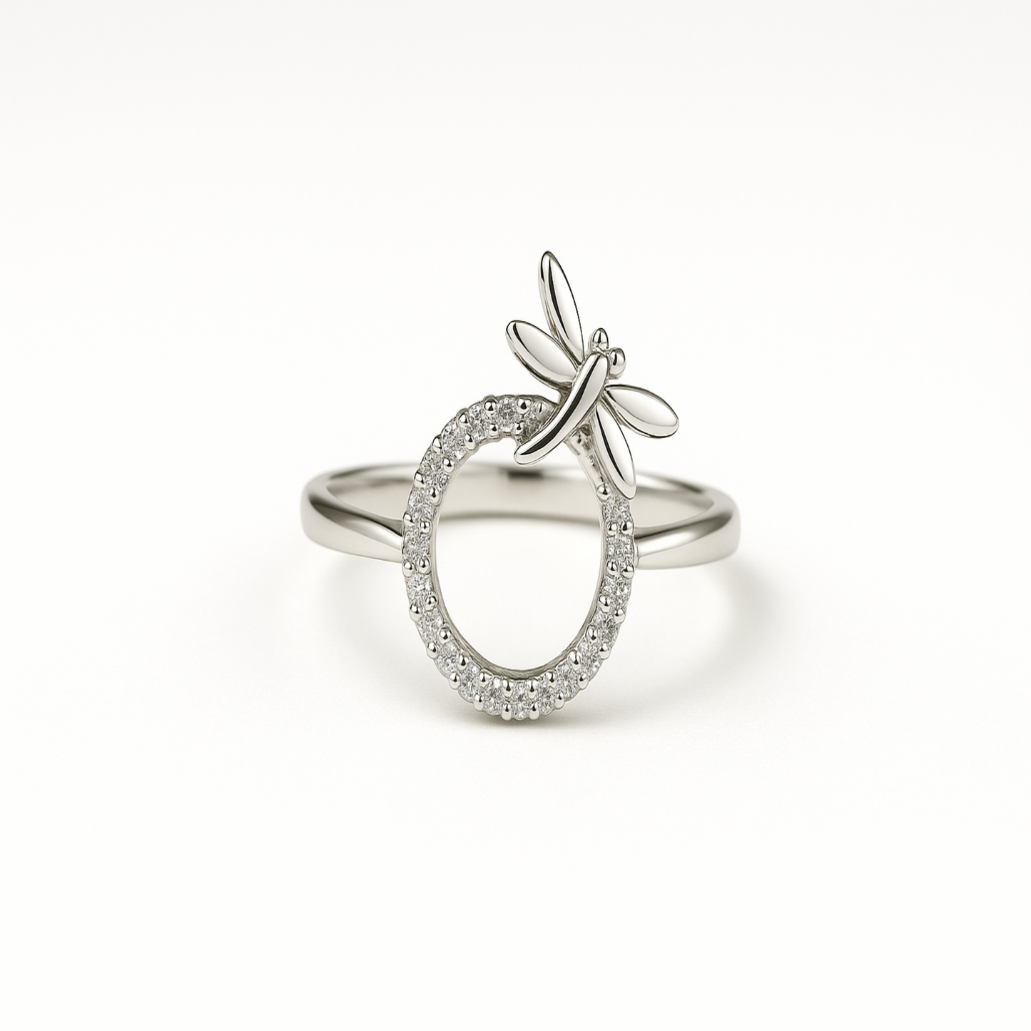 Silver Dragonfly Halo Ring - Eloura Sterling