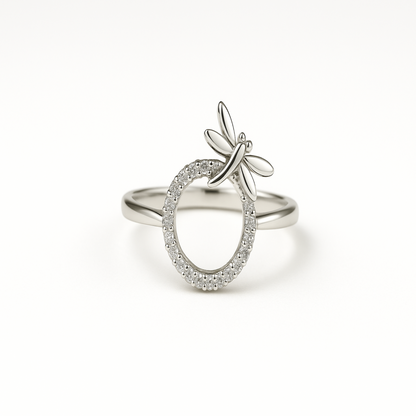 Silver Dragonfly Halo Ring - Eloura Sterling