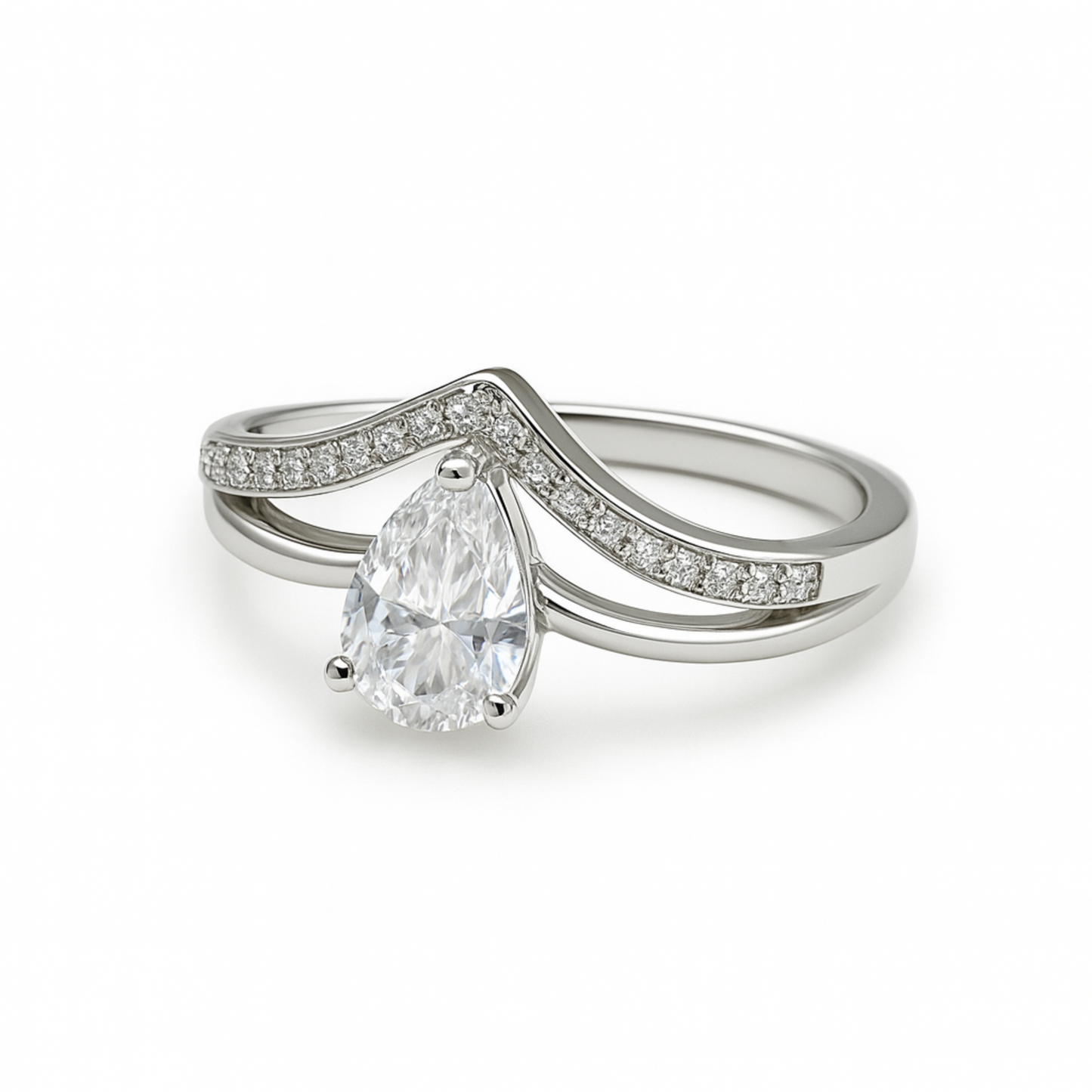 Silver Pear Solitaire Ring- Eloura Sterling