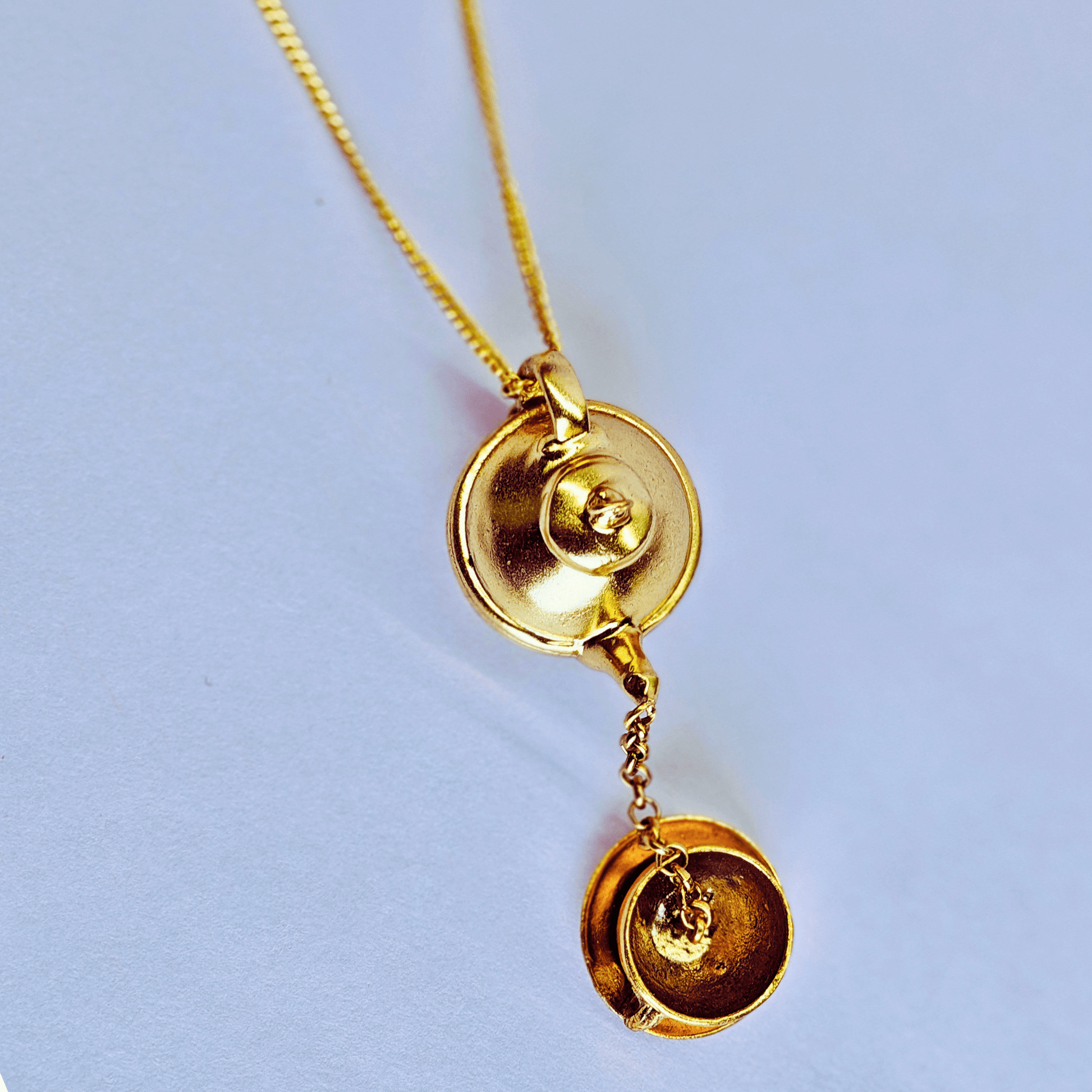 Golden Cup & Kettle Pendant with Chain - Eloura Sterling