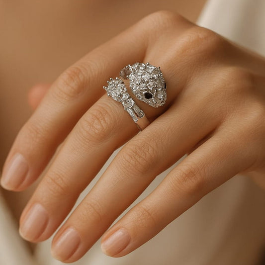 Silver Panther Pavé Sterling Ring Eloura Sterling