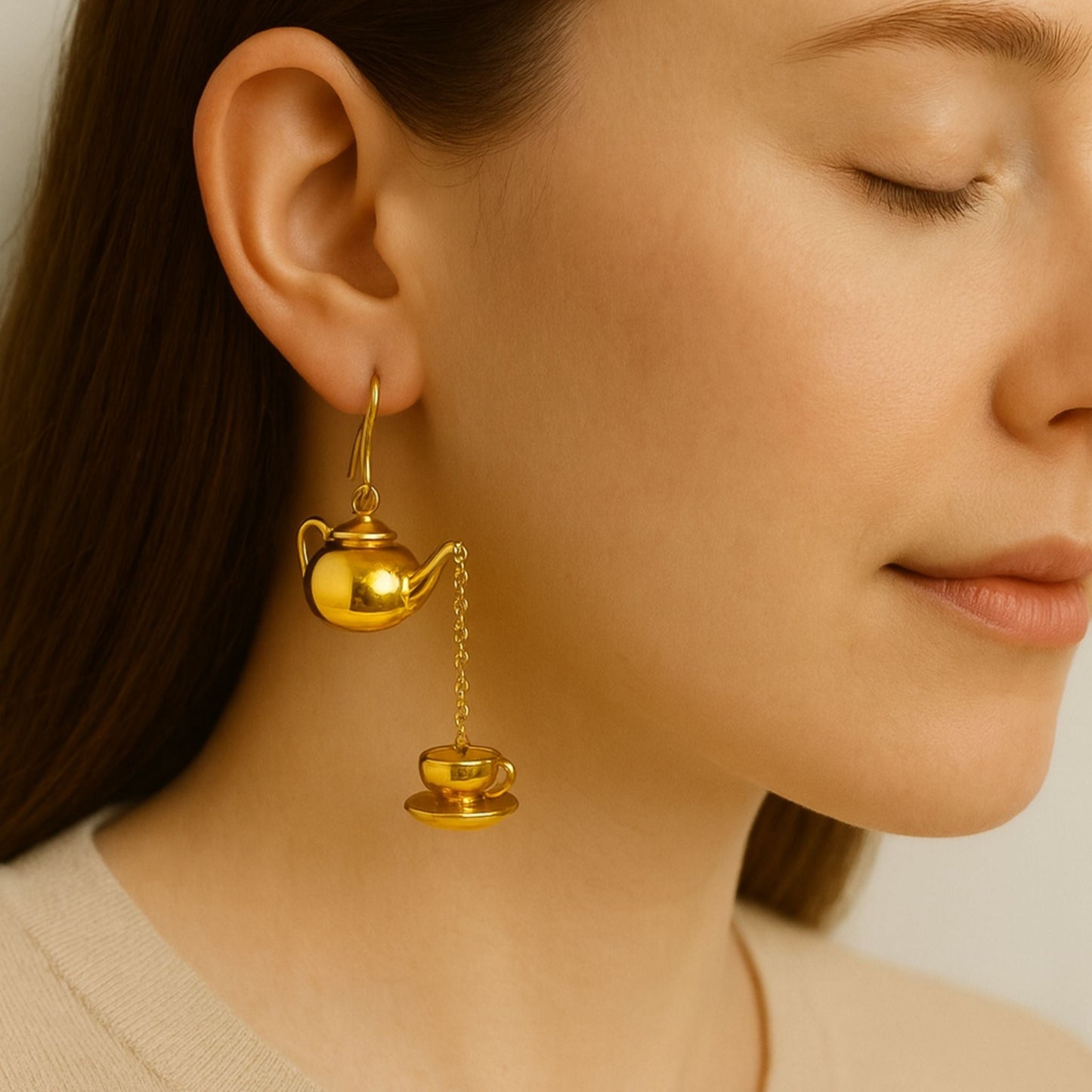 Golden Cup & Kettle Earrings - Eloura Sterling