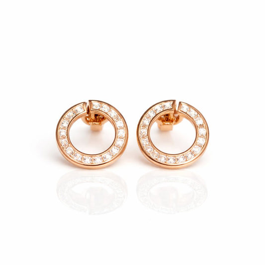 925 sterling silver open circle stud earrings with CZ stones