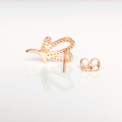 925 sterling silver rose gold curved CZ stud earrings for women