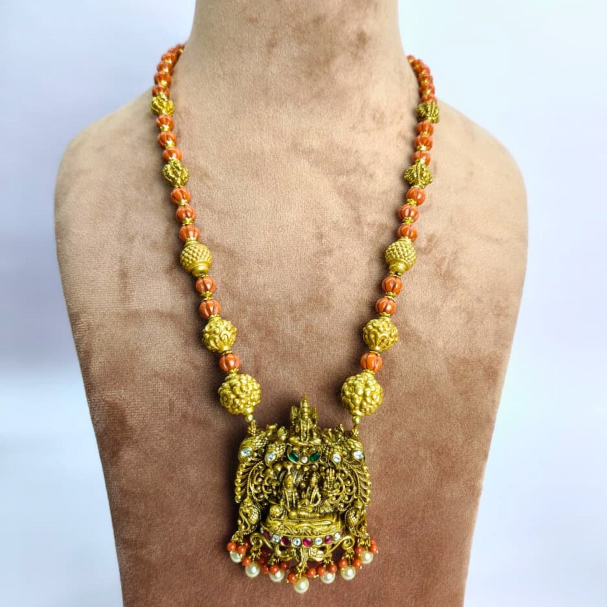 Vishnu Lakshmi Temple Jewellery Set | 925 Sterling Silver Gold Polish - Eloura Sterling