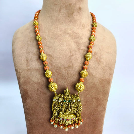 Vishnu Lakshmi Temple Jewellery Set | 925 Sterling Silver Gold Polish - Eloura Sterling