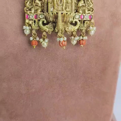 Ganesha Necklace Set Temple in 925 Sterling Silver